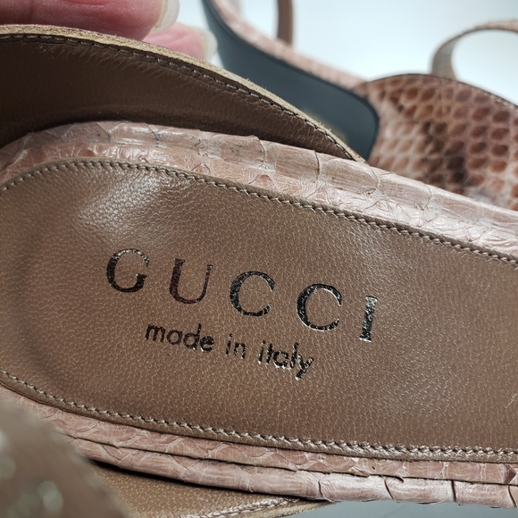 GUCCI Sandal Snake Skin Ankle Strap Heels sz 38.5 C US 8 - Picture 14 of 16